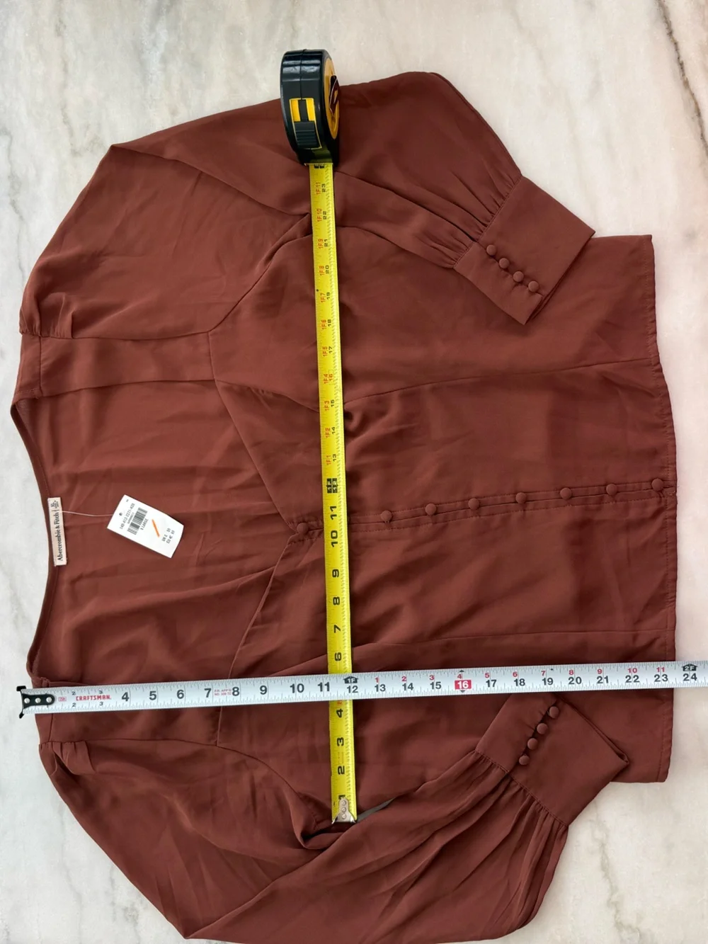 Abercrombie & Fitch NWT Button Front Sweetheart Blouse Rust Brown Women Size XL